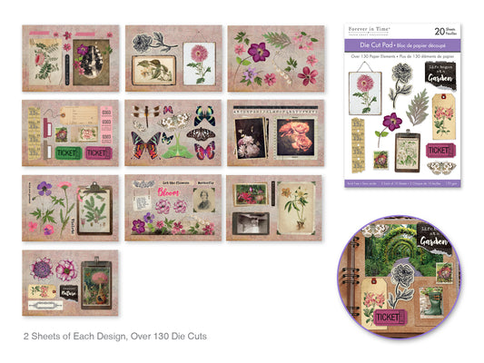 Paper Pad 4.1"x5.8" Die Cut Pad 20 Sheets (2eax10designs) G) Floral Bloom