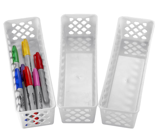 Supply Baskets 3" x 10" 3pk. White Plastic Achieva