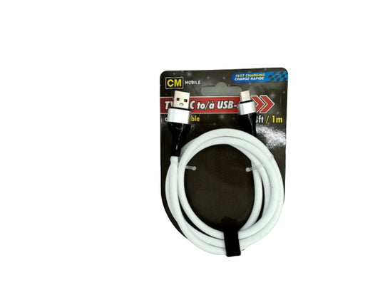 USB A - USB C 3.3Ft Cable Ass't Colours CM
