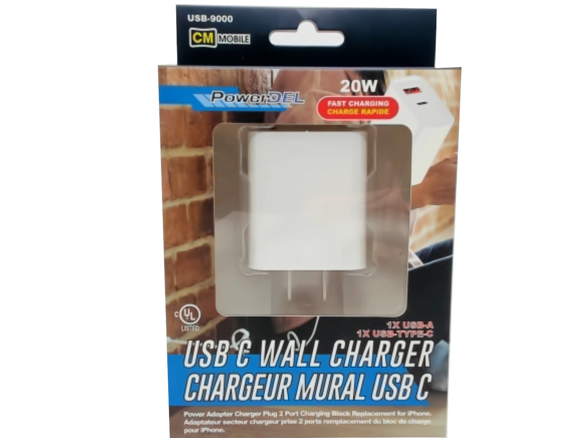 Wall Charger USB C & USB A 20W CM Mobile