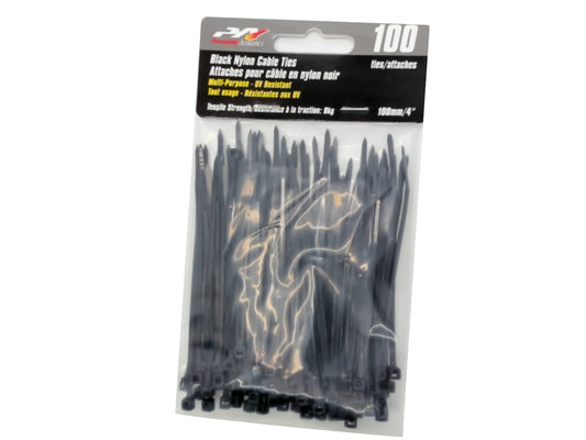 Black nylon cable ties 4 inch 100 pack UV resistant 8kg Precision Acoustics