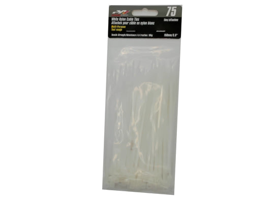 White nylon cable ties 5.9 inch 75 pack 18kg Precision Acoustics