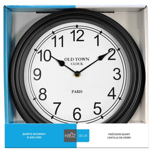 wall clock Round 12" with large black borders and white background Hauz