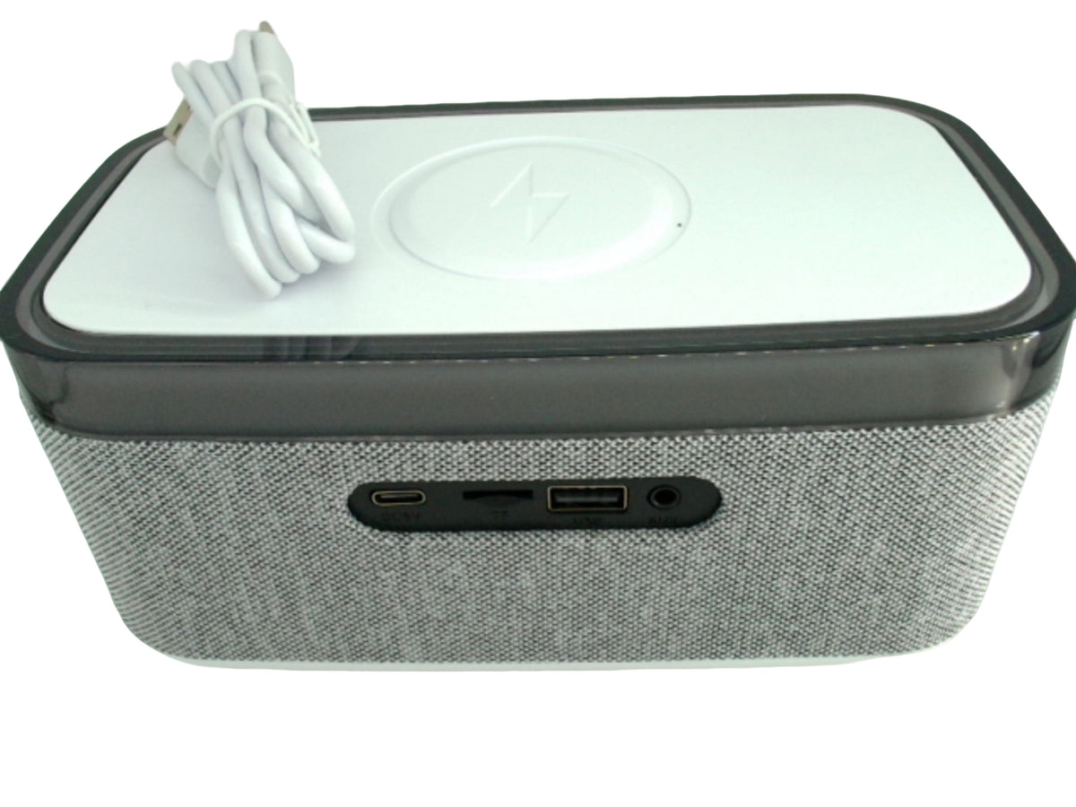Wireless speaker - 15 watt wireless charger - and clock - bluetooth - powered by USB-C - Additional View