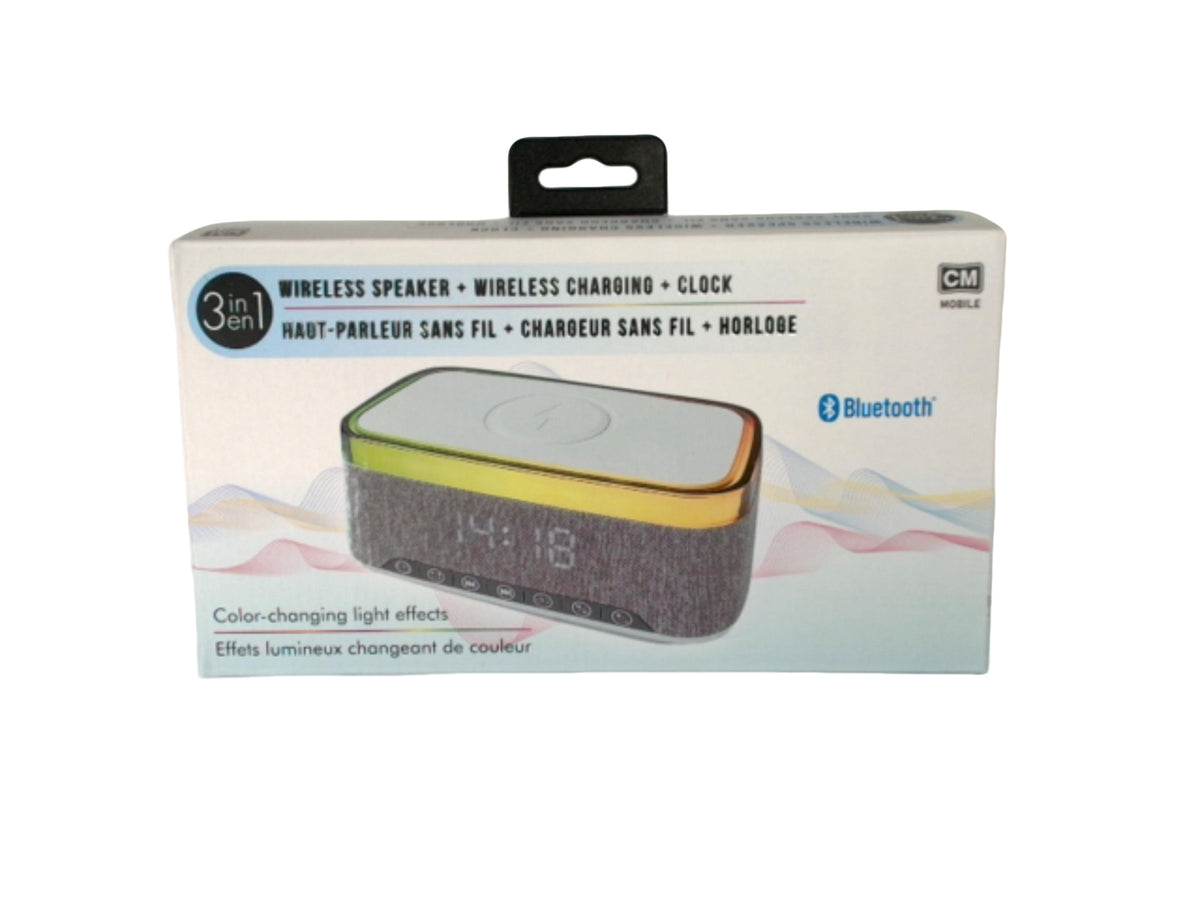 Haut-parleur sans fil - chargeur sans fil 15 watts - horloge - Bluetooth - alimenté par USB-C