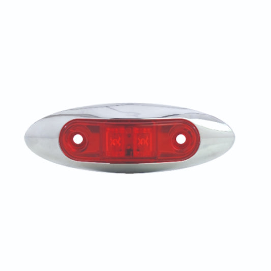 LED Marker Light Red 2-3/4" x 3/4" Flush Mount w/Chrome Bezel Uriah - Additional View