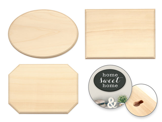 Wood Decor: 6.5x10" Plaques Rect/Oval/Cut-Away Assorted - sold individually