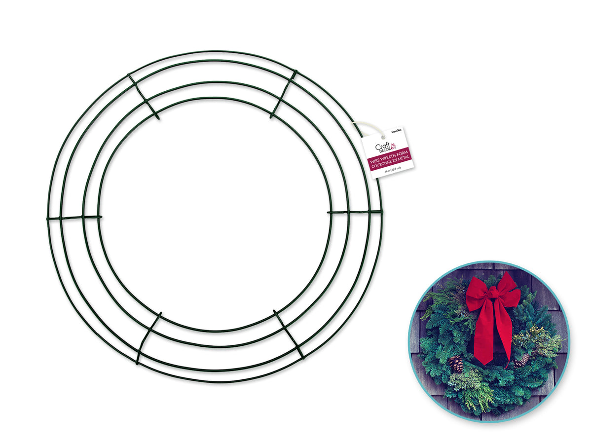 Wire Wreath Form 14" Green 4-Ring