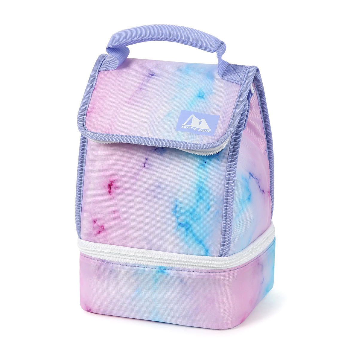 Insulated Lunch Bag 2 Compartments Pink & Blue Marble Arctic Zone - Additional View
