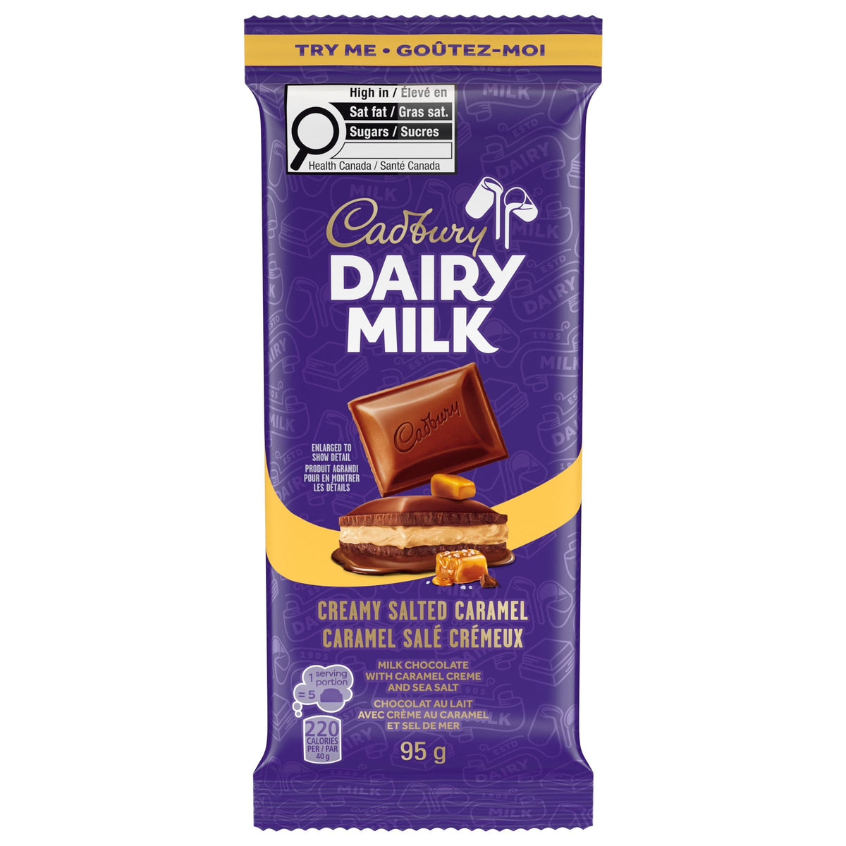 Dairy Milk Creamy Salted Caramel Chocolate Bar 95g. Cadbury