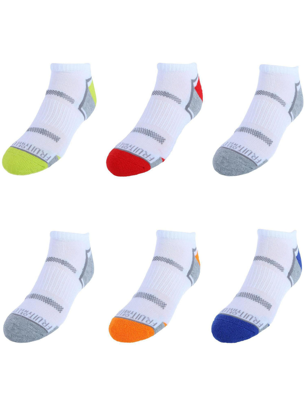 Socks Boy's 6pk. Low Cuts White Assorted Size 3-9 Fruit Of The Loom - Additional View