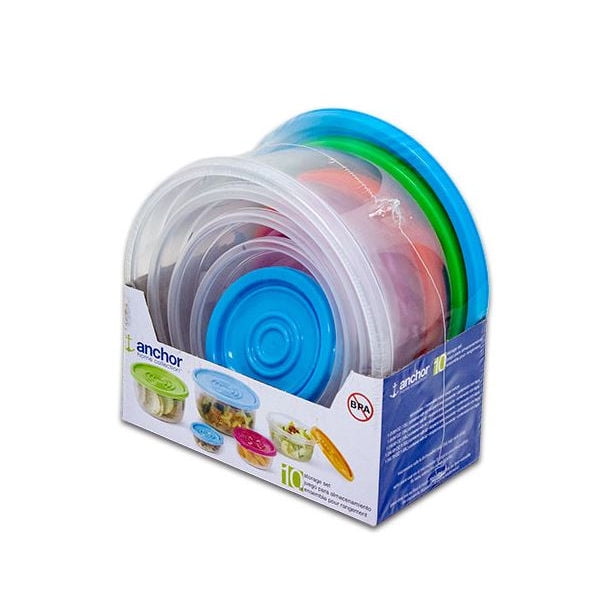 Food Storage Containers 10pc. Set Round Plastic Seven End (endcap) - Additional View