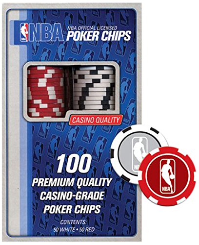 Poker Chips NBA Licensed 100pk. 50 White 50 Red Casino Quality - Additional View