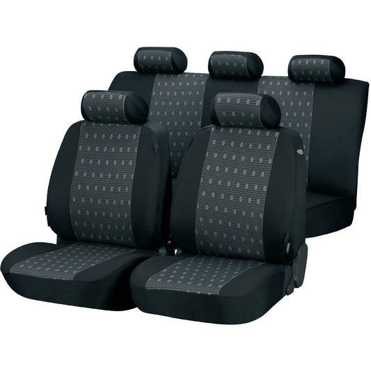Interior Makeover Kit Innisbrook Black 5 Headrest Cover, 2 Bucket Seat Covers & 1 Rear Seat Cover