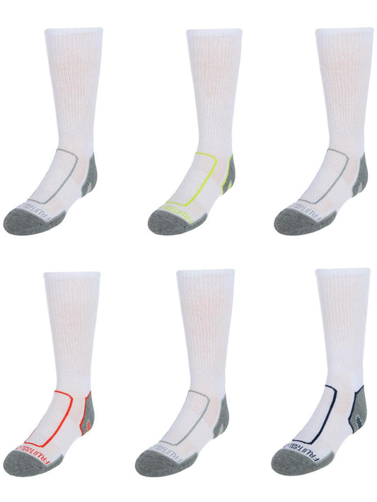 Socks Boy's 6pk. Crews White Assorted Cool Zone Size 9 - 2 1/2 Fruit Of The Loom - Additional View