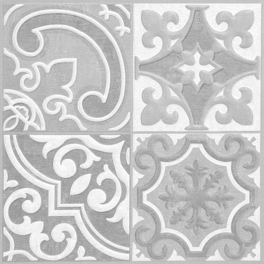 Peel & Stick Embossed Blacksplash Tiles Holly Grey 10" x 10" 4pk. - Additional View