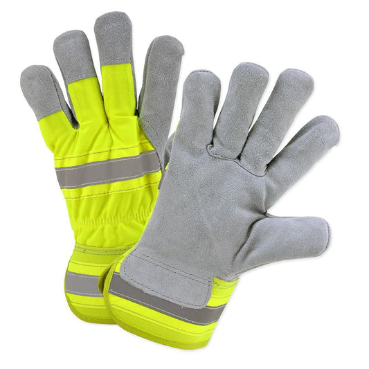 Hi Vis All Purpose Leather Palm Work Gloves Large Medium Duty Westchester